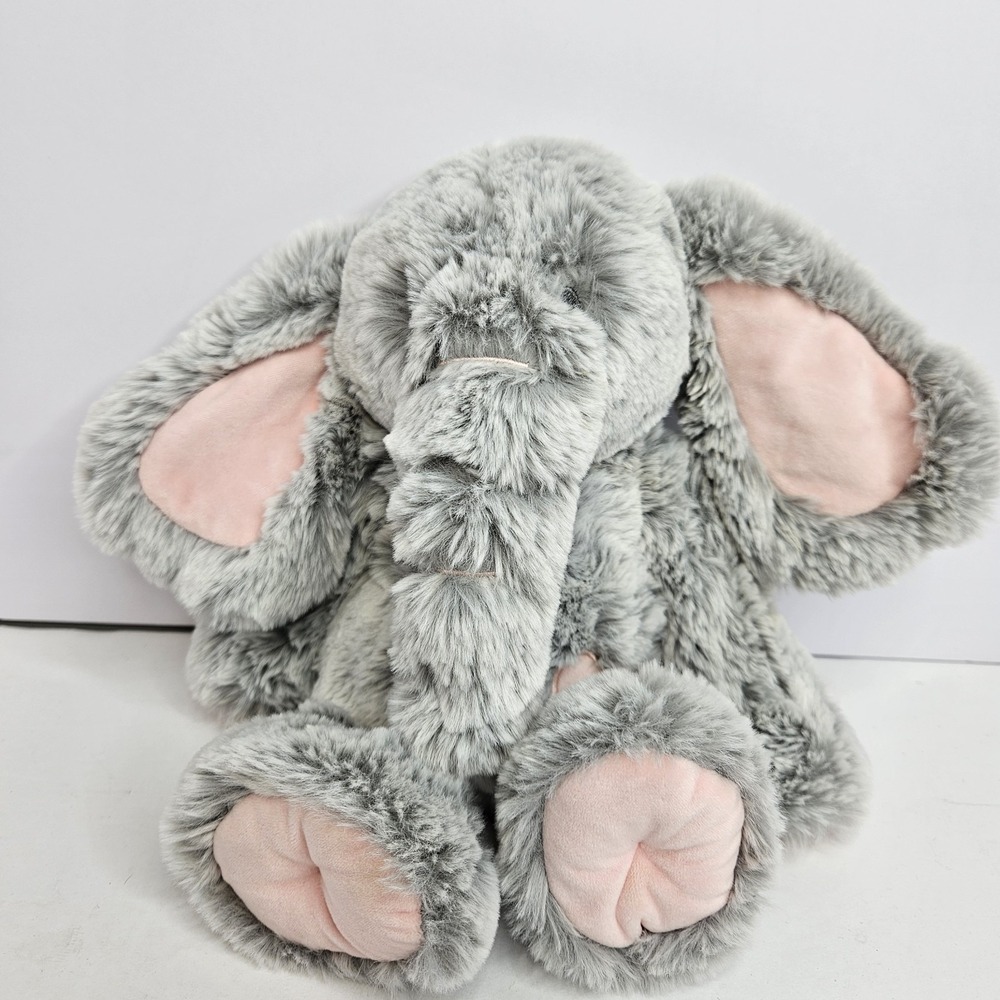 Demdaco Elephant Plush Stuffed Animal Gray Pink heart 2020 Soft